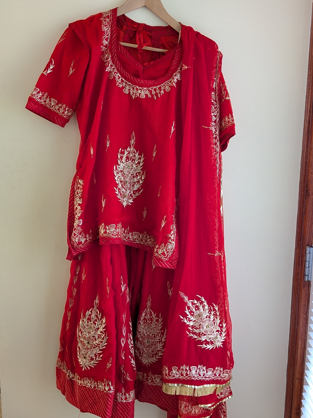 Handmade Red & Gold Lehenga Set — 5‑Piece Traditional Outfit